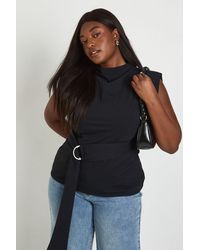 Boohoo - Plus High Beck Wrap Trim Detail Sleeveless Top - Lyst