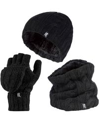Heat Holders - Thermal Winter Fleece Hat, Neck Warmer And Converter Gloves Set - Lyst