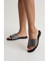 Boohoo - Wide Fit Metallic Raffia Sliders - Lyst