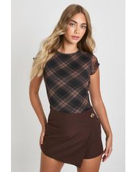 Boohoo - Trim Wrap Front Mini Skort - Lyst