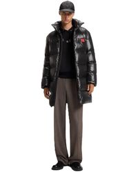 BOSS - Magnus Solid Patterned Zipped Pocket Overcoat - Lyst