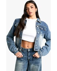 Boohoo - Shoulder Pad Detail Denim Jacket - Lyst