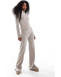Miss Selfridge - Soft Touch Rib Split Hem Flare Trouser Co Ord - Lyst