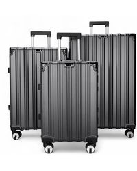 Infinity Leather - Hardshell Charcoal Suitcase Robust 8 Wheel Luggage Cabin Case Bag - Lyst