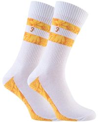 Farah - 2 Pairs Cotton Ribbed White Sports Socks With Red Blue Yellow Stripes - Fvs006whgd - Lyst