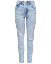 ONLY - High Waist Slim Fit Jeans Onlscarlett Light Blue Denim - Lyst