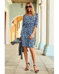 Sosandar - Floral Print Tie Waist Dress - Lyst