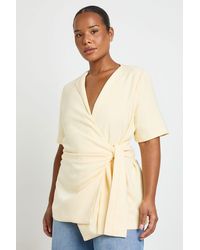 Boohoo - Plus Ruched Tie Side Short Sleeve Blazer - Lyst