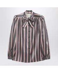 Valentino - Striped Crepe De Chine Shirt - Lyst