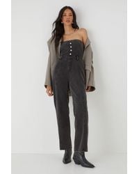 MissPap - Bandeau Button Up Denim Jumpsuit - Lyst