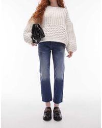TOPSHOP - Mid Rise Straight Cropped Jean With Raw Hems - Lyst