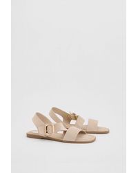 Wallis - Sandie Faux Suede Buckle Detail Asymmetrical Flat Sandals - Lyst