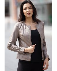 Ashwood Leather - 'Francesca' Collarless Real Fashion Jacket - Lyst