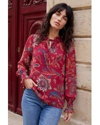 Roman - Floral Print Tie Front V-Neck Top - Lyst