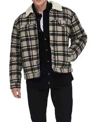 Only & Sons - Winter Jacket Long Sleeve Fur Collar Fleece Lumberjack Check - Lyst