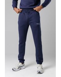 Firetrap - Dark Cotton Rich Brushed Fleece Joggers With Logo Strip Detail - Lyst