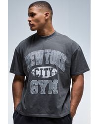 BoohooMAN - Active New York City Gym Washed Oversized Extended Neck T-Shirt - Lyst