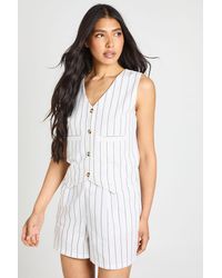 Boohoo - Tall Linen Look Striped Waistcoat & Relaxed Fit Shorts - Lyst
