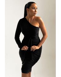 Femme Luxe - One Shoulder Ruched Slinky Midi Dress - Lyst