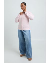Boohoo - Maternity Collared Zip Through Knitted Jumper - Lyst