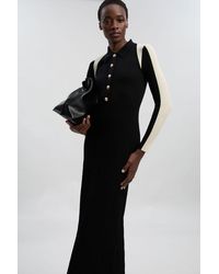 Karen Millen - Rib Knit Military Colour Block Midi Dress - Lyst