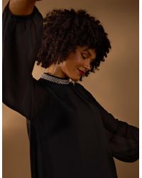 Blue Vanilla - Embellished Collar Tunic Top - Lyst