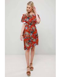 Urban Bliss - Anita Paisley Asymmetric Ruffle Midi Dress - Lyst