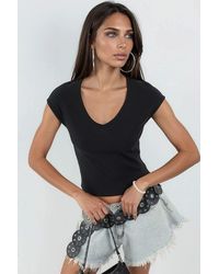 Busem - V-Hals Ribbels Blouse - Lyst