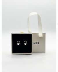 SVNX - Pearl Stud Earrings On Diamante Circular Wreath - Lyst