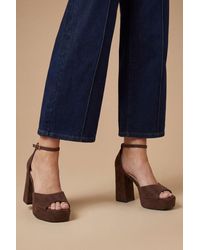 Faith - Hope Faux Suede Peeptoe High Block Heel Platform Sandals - Lyst