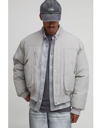 BoohooMAN - Oversized Seam Detail Peached Nylon Bomber Jacket - Lyst