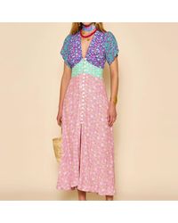 RIXO London - Dames Novara Midi Dress In Multi Kleur - Lyst