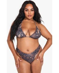 Boohoo - Plus Print V Shape High Waisted Bikini Bottoms - Lyst