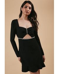 Oasis - Occasion Crepe Diamante Trim Mini Dress - Lyst