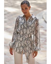Sosandar - Snake Print Relaxed Fit Belted Longline Shirt - Lyst