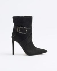River Island - Heeled Boots Woven Buckle Suede - Lyst