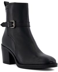 Dune - Ladies Prance - Buckled Block-heeled Ankle Boots Leather - Lyst
