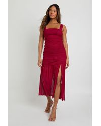 Boohoo - Mesh Square Neck Drop Waist Midaxi Dress - Lyst