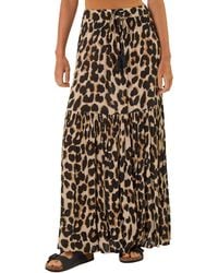 Roman - Animal Print Tiered Maxi Skirt - Lyst