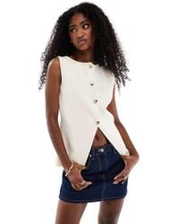 ASOS - Knitted Button Front Waistcoat With Buttons - Lyst