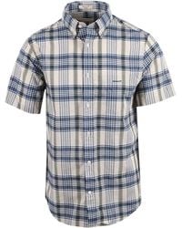 GANT - Madras Check Short Sleeved Shirt Faded Denim - Lyst