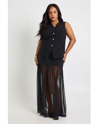 Boohoo - Plus Button Waistcoat And Mesh Insert Skirt Co-Ord - Lyst