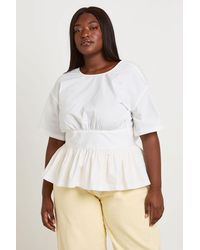 Boohoo - Plus Cinched Waist Detail Peplum Top - Lyst