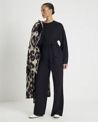 River Island - Top Premium Long Sleeve Tie Front Viscose - Lyst