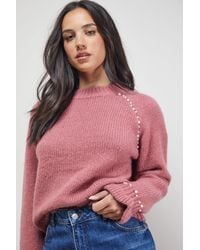 Oasis - Pearl Detail Frill Cuff Jumper - Lyst