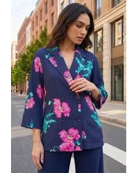 Roman - Floral Textured Relaxed Blazer - Lyst