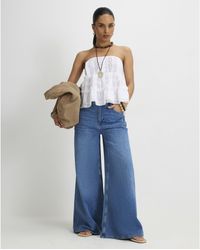 River Island - Wide Leg Jeans Petite High Waisted Soft Cotton - Lyst
