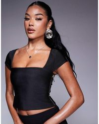 ASOS - Bandage Cap Sleeve Square Neck Top - Lyst