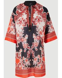 Karen Millen - Scarf Mirrored Print Cotton Voile Kimono Beach Mini Dress - Lyst