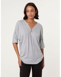 Blue Vanilla - Plain Half Zip Top - Lyst